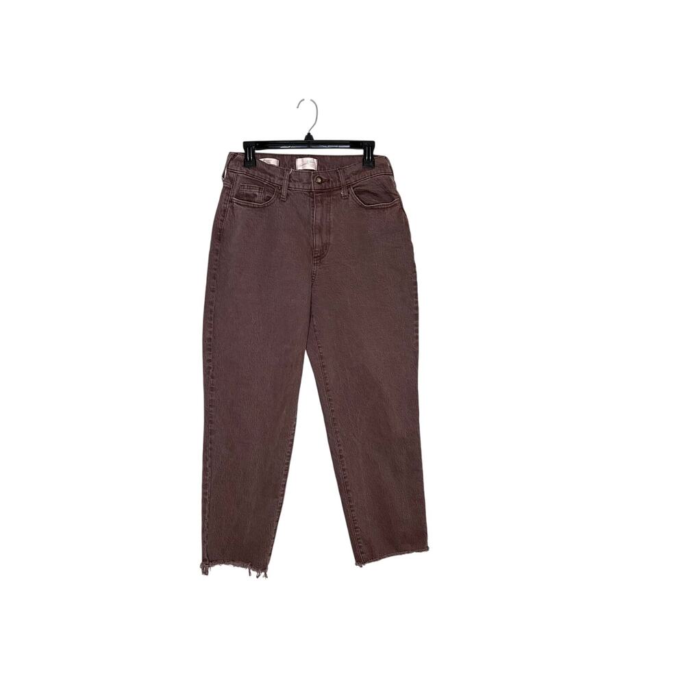 Universal Thread Vintage Straight Jeans Sz 6 Choc Brown Raw Hem Relaxed Boho
